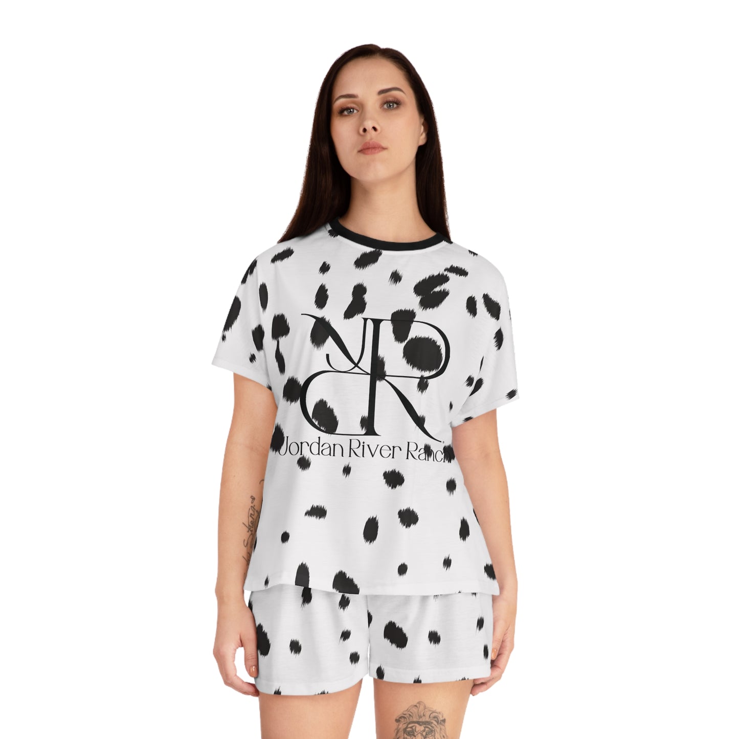 Dalmatian Print Women's Short Pajama Set - Stylish Loungewear for Relaxation